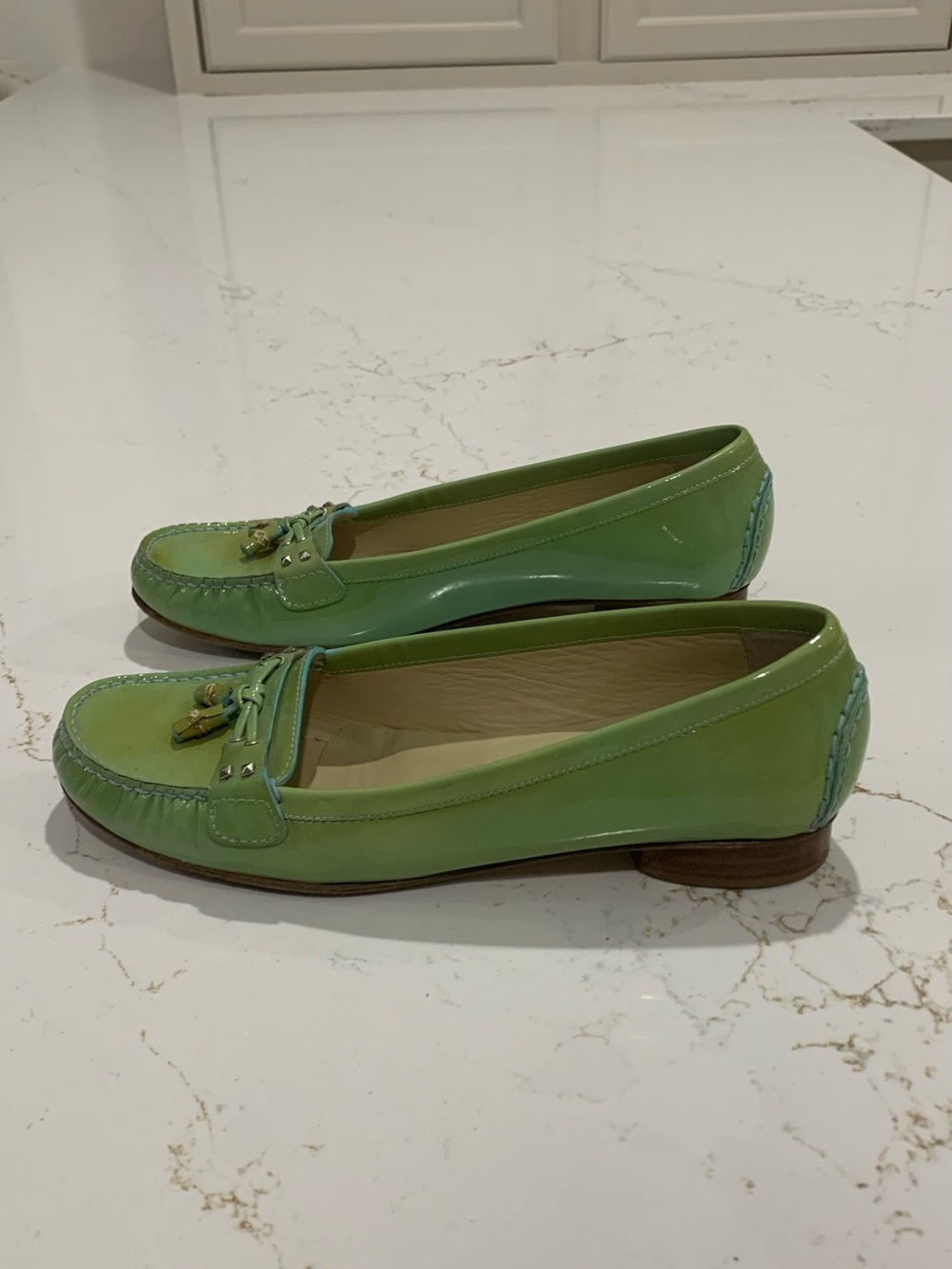 Stuart Weitzman Britt Bow Patent Leather Loafers Size 7.5 M